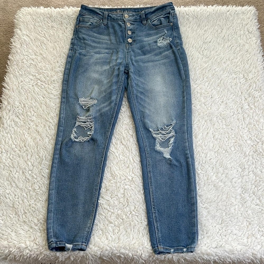 Vanilla Star High Rise Skinny Jeans Size 7 Distressed Denim Womens Casual